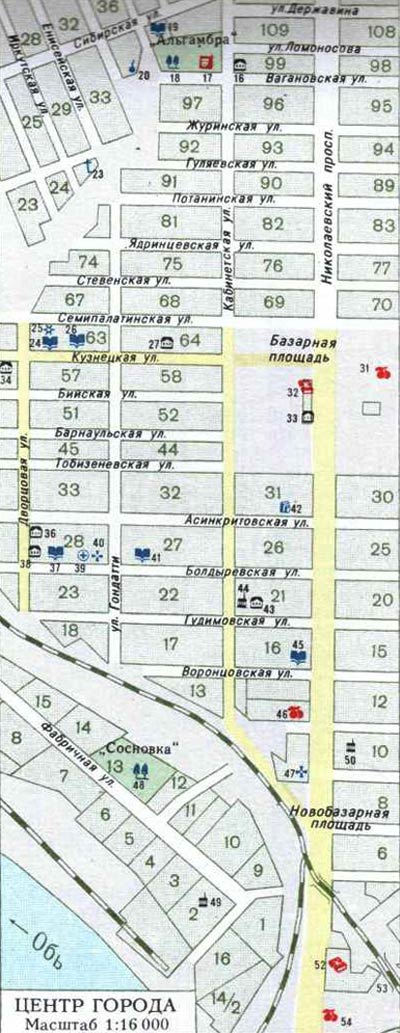 Карта центральной части Новониколаевска 1915 год
