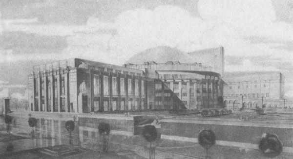 История НГАТОиБ: Утверждённый конкурсный проект реконструкции ДНК под театр А. Гордеева. 1934 год