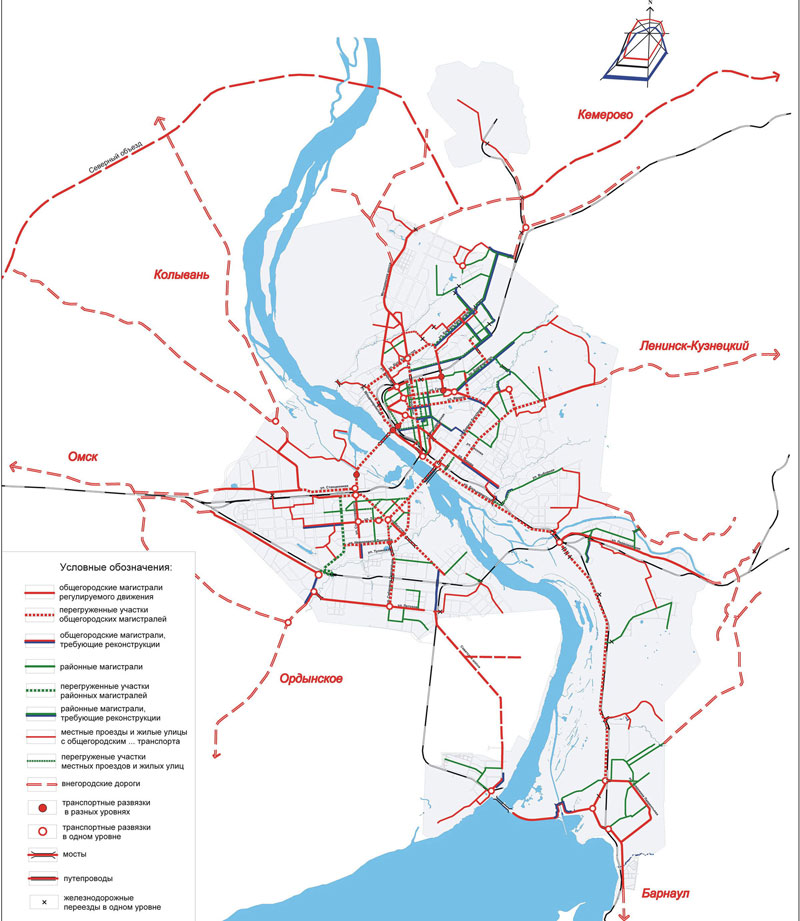 Генеральный план Новосибирска. Приложение 5. Карта-схема существующей загрузки улично-дорожной сети города Новосибирска