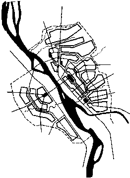 Схема планировки Новосибирска, выполненная под руководством Б. Коршунова, в 1928 году