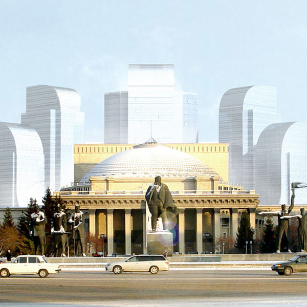 Идея постройки за оперным театром высотного бизнес-центра «Сибирская роза»