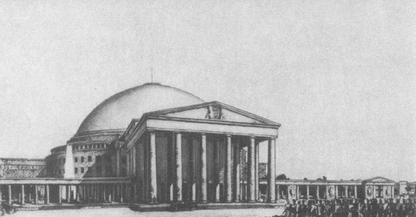 Эскизный конкурсный проект реконструкции ДНК под театр художника-архитектора В. Тейтеля. Июль 1933 год 