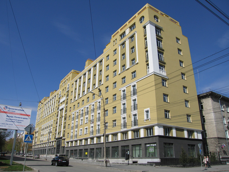 Жилой 10-этажный многоквартирный дом с торговыми и административными помещениями по ул. Советская, дом 8 в Центральном районе г. Новосибирска