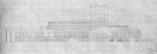 Эскизный проект «оформления» здания ДКиН, подготовленный группой архитектора Б. А. Гордеева для конкурса в 1933 году