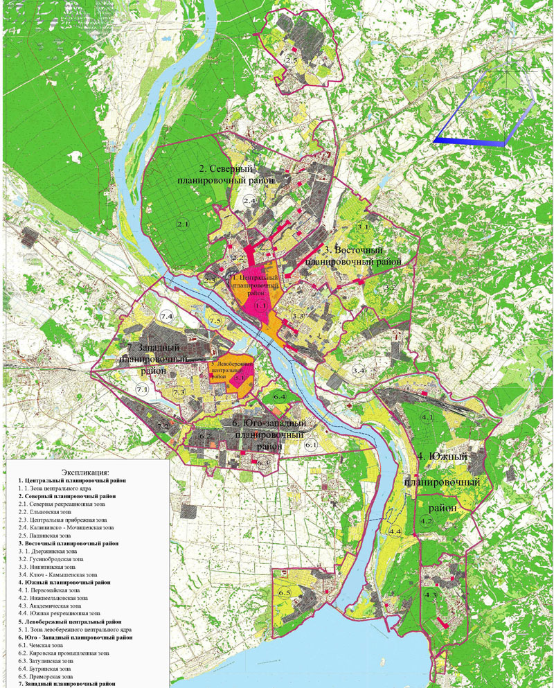 Генеральный план Новосибирска. Приложение 9. Карта-схема существующей планировочной структуры (с расположением локальных общественных центров)