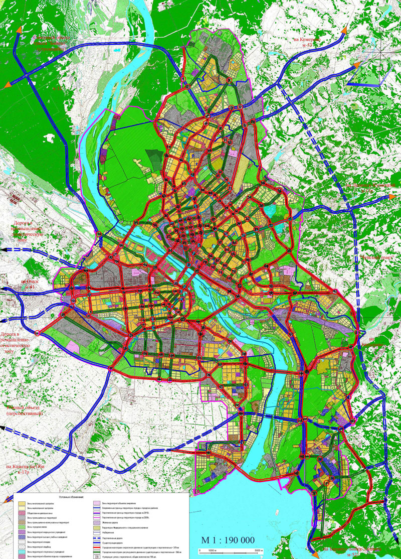 Генеральный план Новосибирска. Приложение 19. Карта-схема планируемой магистральной улично-дорожной сети на период до 2030 года (классификация магистралей)