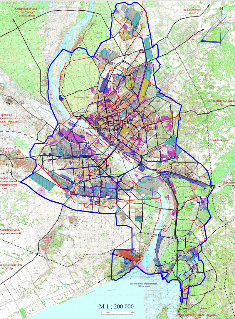 Генеральный план Новосибирска. Приложение 21. Карта-схема существующих и планируемых границ земель промышленности, энергетики, транспорта, связи до 2030 года